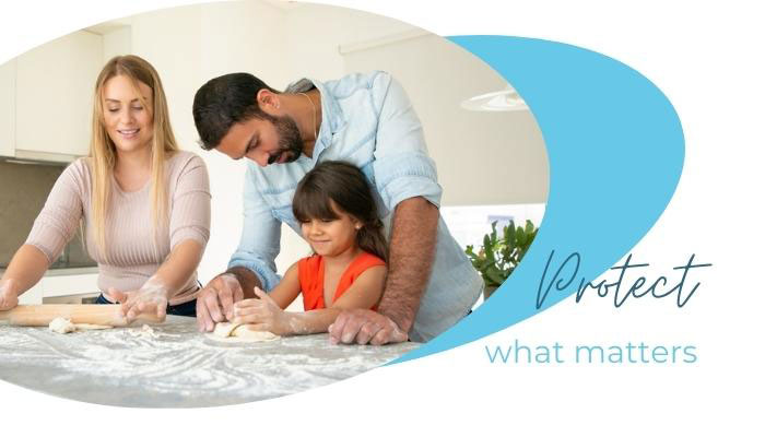 Couple making cookies with daughter on a beautiful quartz countertop