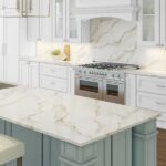 Sienna Gold quartz - white kitchen