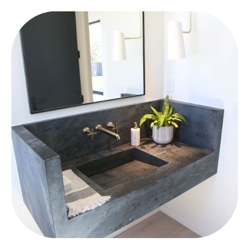 striking dark floating vanity